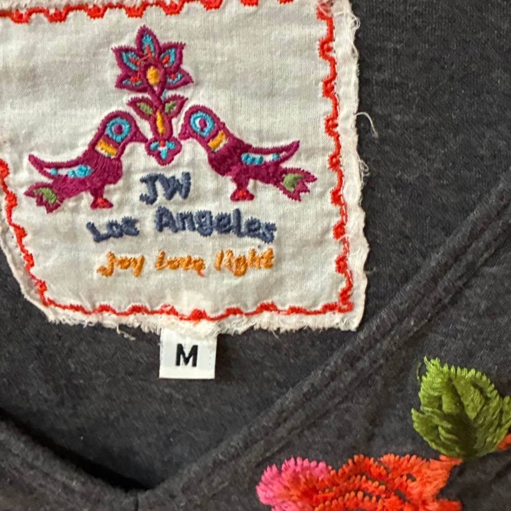Johnny Was Gray Dress with Red and Pink Floral Embroidery Size: M - Picture 7 of 8